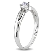 Bague de fiançailles Miabella avec 0.10 carat de diamant solitaire de coupe-princesse en or blanc 10k