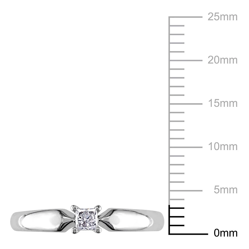 Bague de fiançailles Miabella avec 0.10 carat de diamant solitaire de coupe-princesse en or blanc 10k