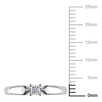 Bague de fiançailles Miabella avec 0.10 carat de diamant solitaire de coupe-princesse en or blanc 10k