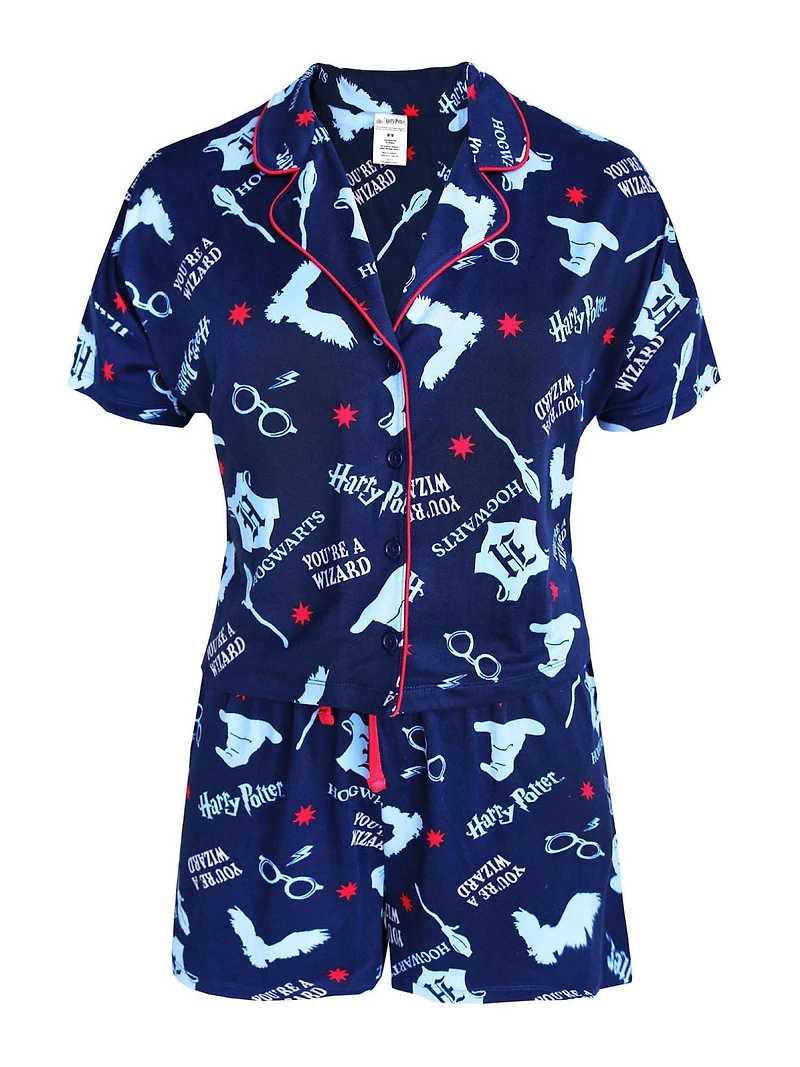 Ensemble de pyjama Harry Potter 2 morceaux avec boutons pour femmes