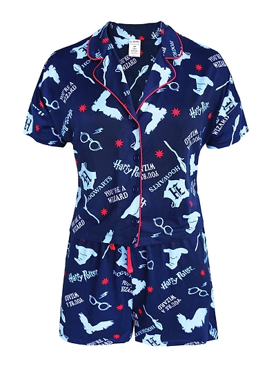 Ensemble de pyjama Harry Potter 2 morceaux avec boutons pour femmes