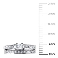 Ensemble nuptial Miabella avec 0.33 carat de diamant de coupe princesse, baguette et ronde en or blanc 10k