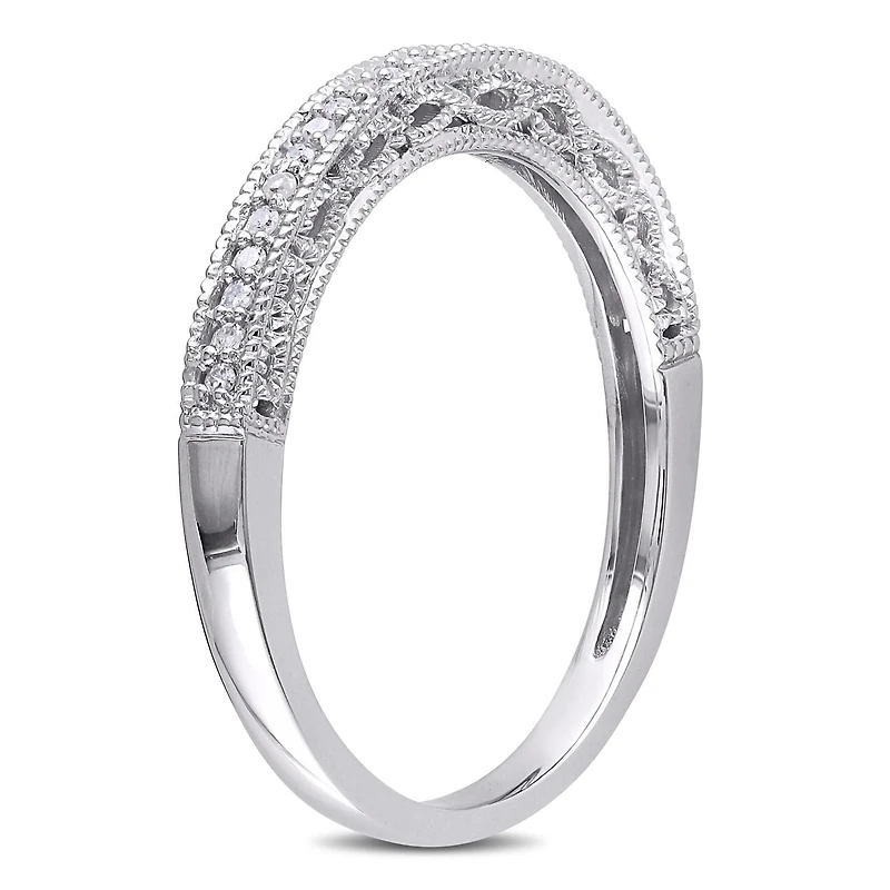 Jonc de mariage Miabella avec 0.10 carat de diamant en or blanc 10k