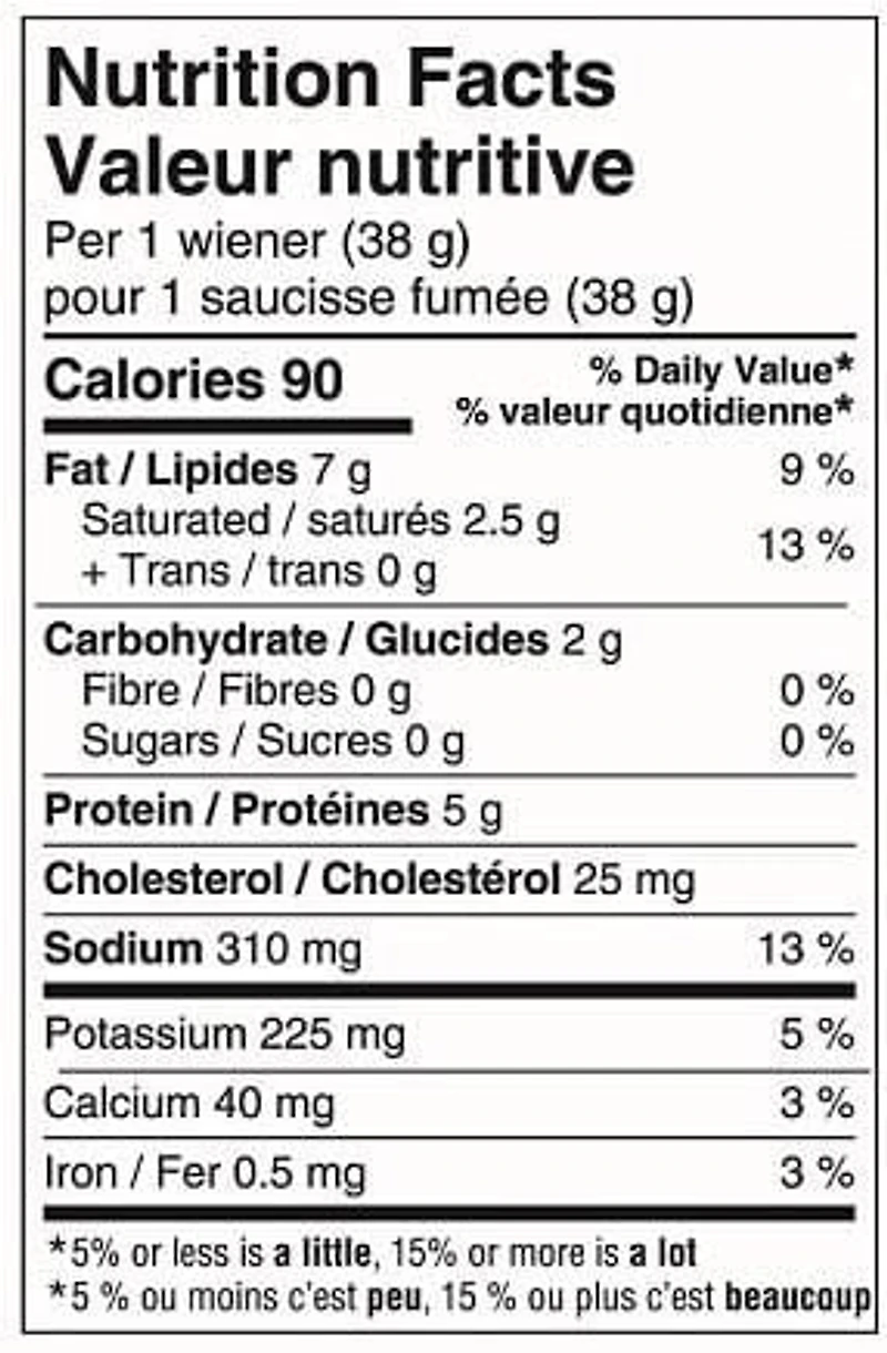 Great Value Original Wieners, 24 wieners, 900 g