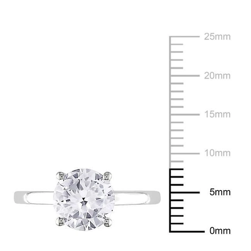 Miabella 2.38 Carat T.G.W. Created White Sapphire 10 K White Gold Solitaire Engagement Ring