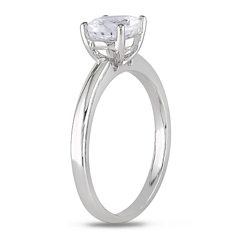 Bague de fiançailles Miabella avec 1.25 carat de saphir blanc solitaire synthétique en or blanc 10k