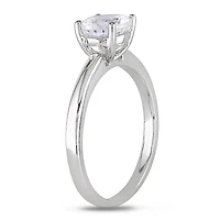 Bague de fiançailles Miabella avec 1.25 carat de saphir blanc solitaire synthétique en or blanc 10k