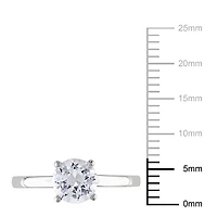 Bague de fiançailles Miabella avec 1.25 carat de saphir blanc solitaire synthétique en or blanc 10k