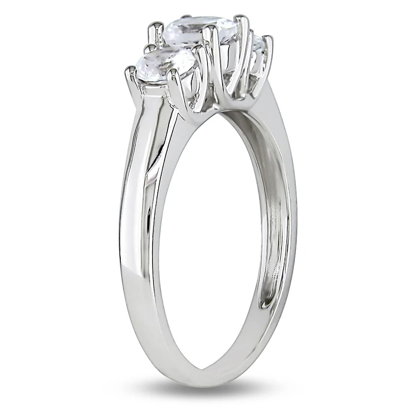 Miabella 1.33 Carat T.G.W. Created White Sapphire 10 K White Gold Three-Stone Engagement Ring