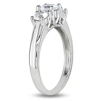Miabella 1.33 Carat T.G.W. Created White Sapphire 10 K White Gold Three-Stone Engagement Ring