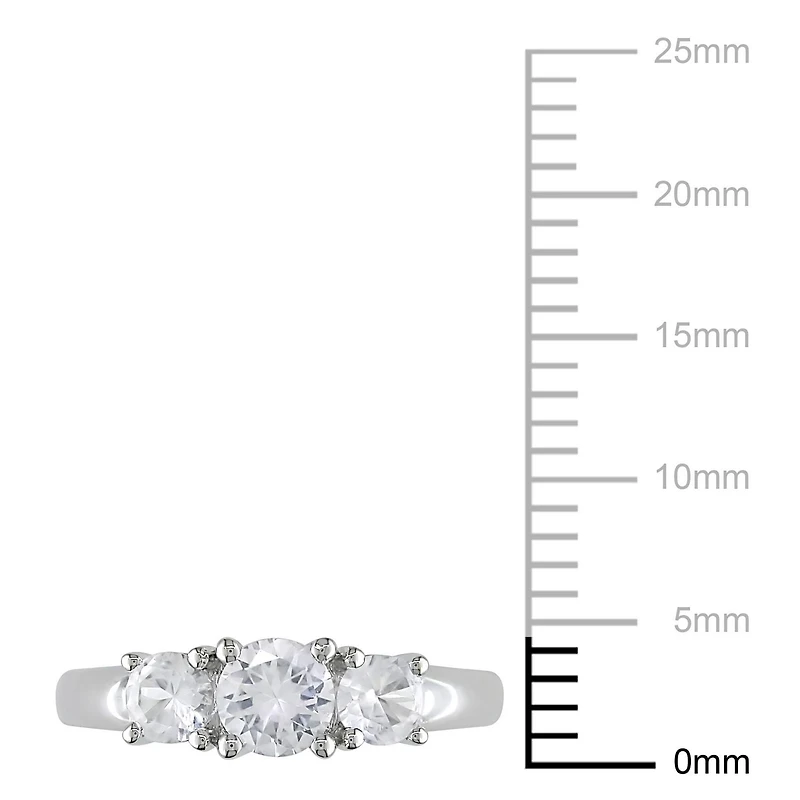 Miabella 1.33 Carat T.G.W. Created White Sapphire 10 K White Gold Three-Stone Engagement Ring