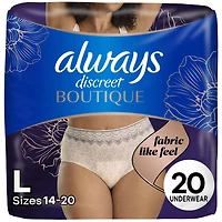 Always Discreet Boutique Incontinence and Postpartum Underwear for Women, Maximum Protection, L, Rosy