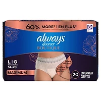 Always Discreet Boutique Incontinence and Postpartum Underwear for Women, Maximum Protection, L, Rosy