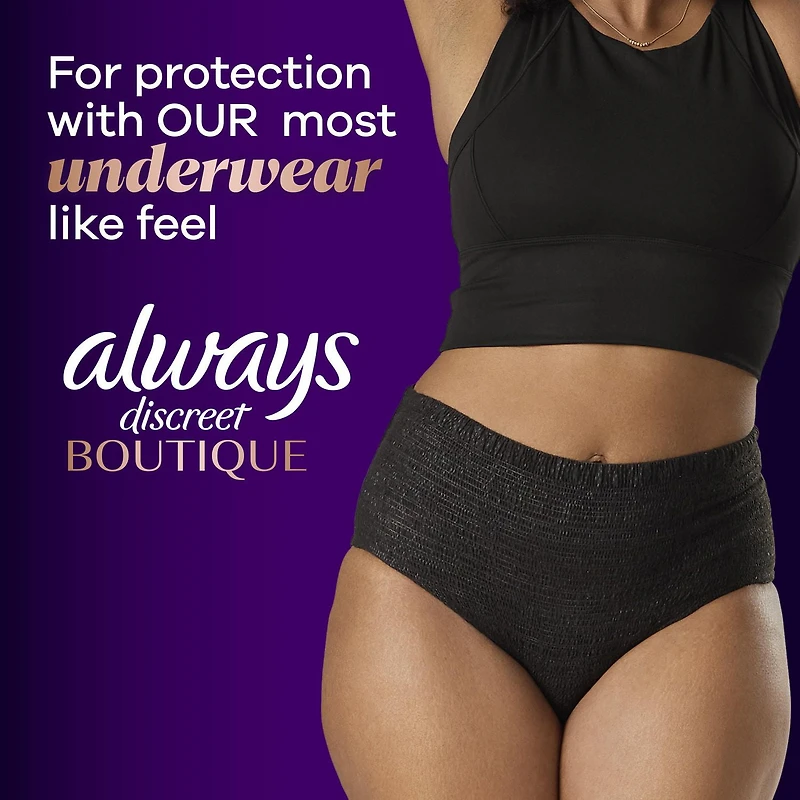 Culottes d’incontinence et de post-partum pour adultes Always Discreet, protègent jusqu’à 100 % contre les fuites urinaires, pour femmes, taille TTG, 17 culottes 17CT