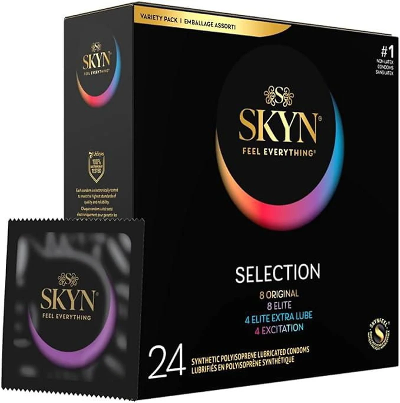 Préservatifs lubrifiés assortis SKYN Selection Non-Latex, 24 pièces