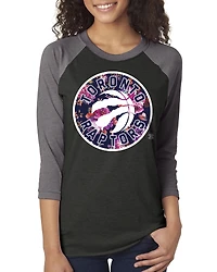Licensed Toronto Raptors Floral Women's baseball tee