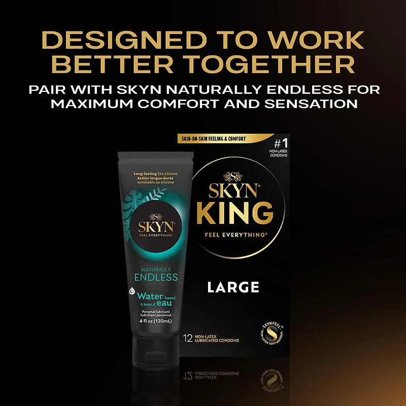 SKYN King Elite Large Non-Latex Lubricated Condoms, 12 Count