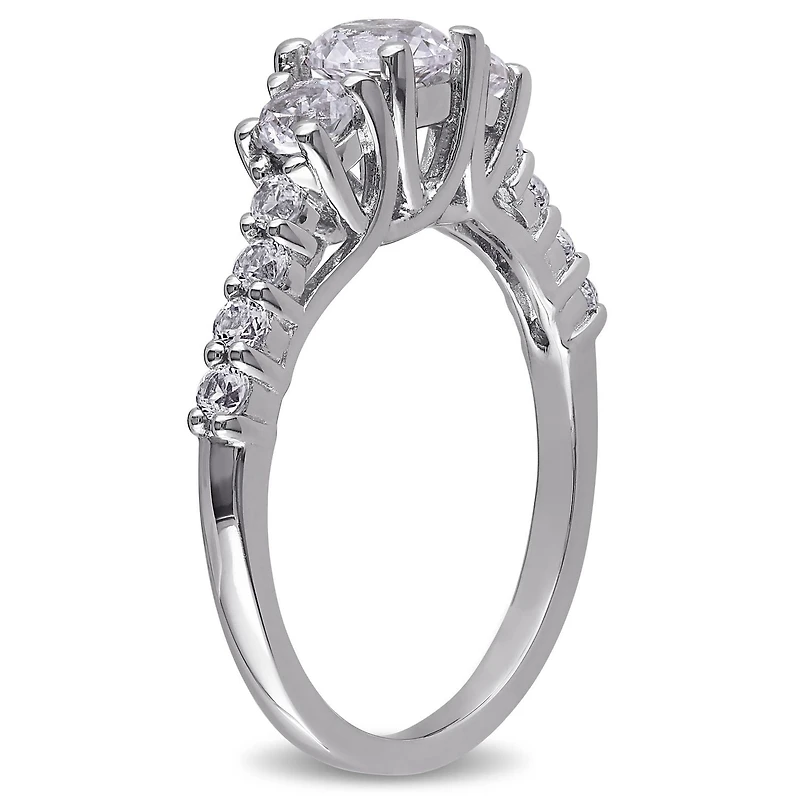 Miabella 1.38 Carat T.G.W. Created White Sapphire Sterling Silver Three-Stone Engagement Ring