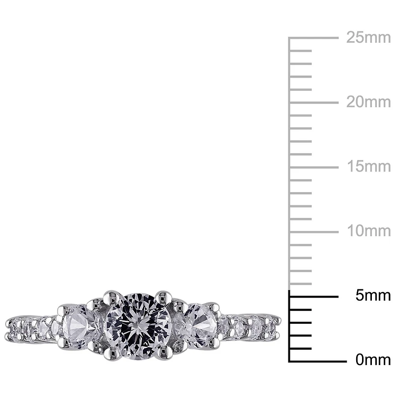 Miabella 1.38 Carat T.G.W. Created White Sapphire Sterling Silver Three-Stone Engagement Ring