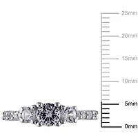 Miabella 1.38 Carat T.G.W. Created White Sapphire Sterling Silver Three-Stone Engagement Ring