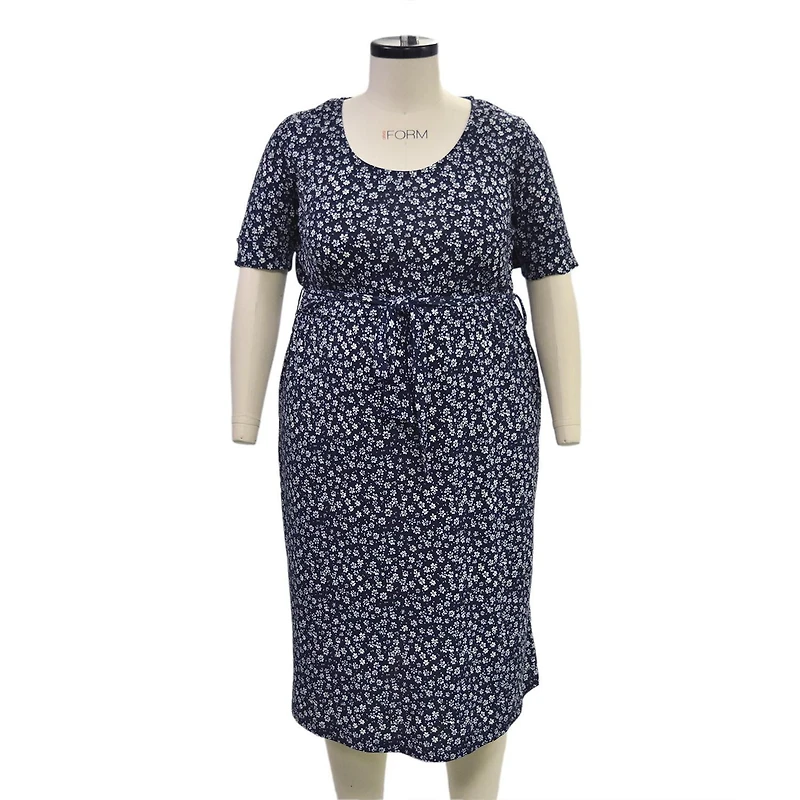 We Influence, plus size, all over printed knit crepe, midi dress