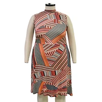 We Influence, plus size, all over printed jersey asymetrical  midi dress