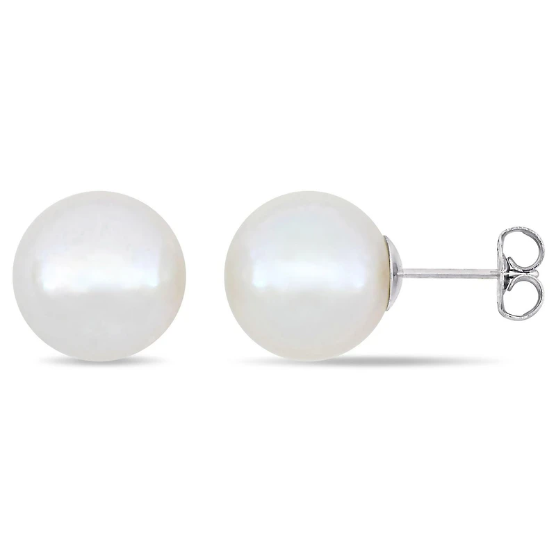 Miabella 11-12mm Freshwater Cultured Pearl 14K White Gold Stud Earrings