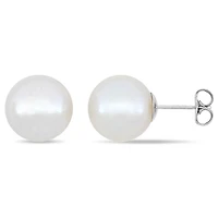Miabella 11-12mm Freshwater Cultured Pearl 14K White Gold Stud Earrings