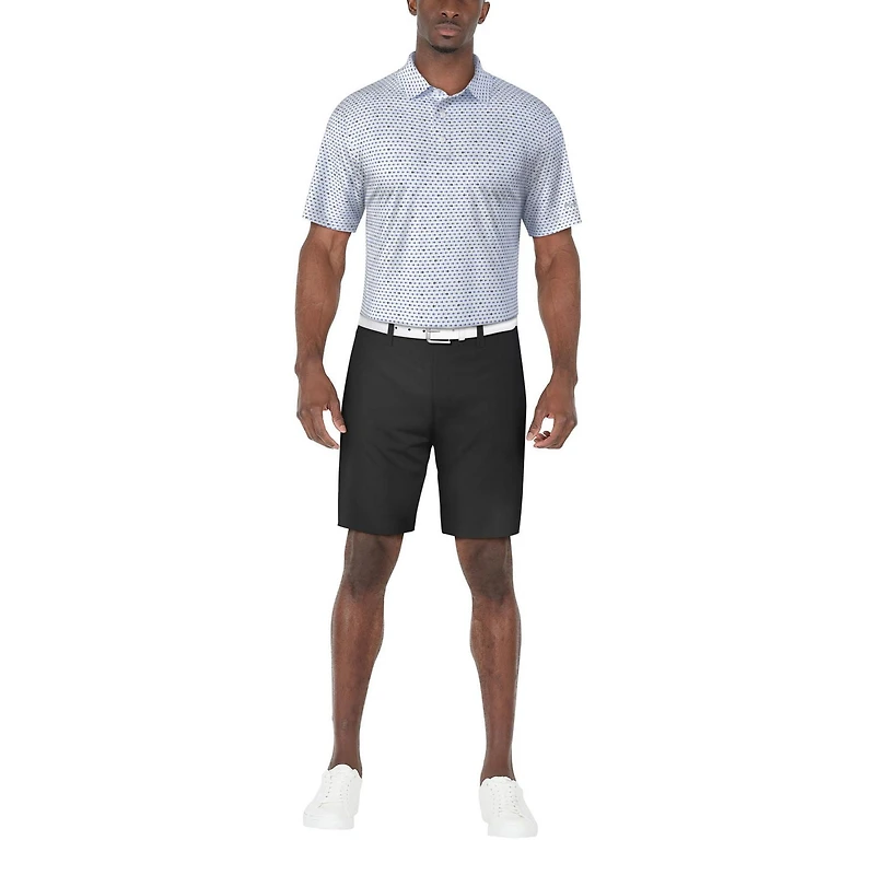 PGA TOUR Course Essentials Men's Striped Fish Print Short Sleeve Polo Shirt