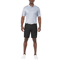 PGA TOUR Course Essentials Men's Striped Fish Print Short Sleeve Polo Shirt
