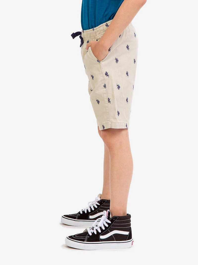 U.S. Polo Assn. Boy's Twill Print Pull on Short