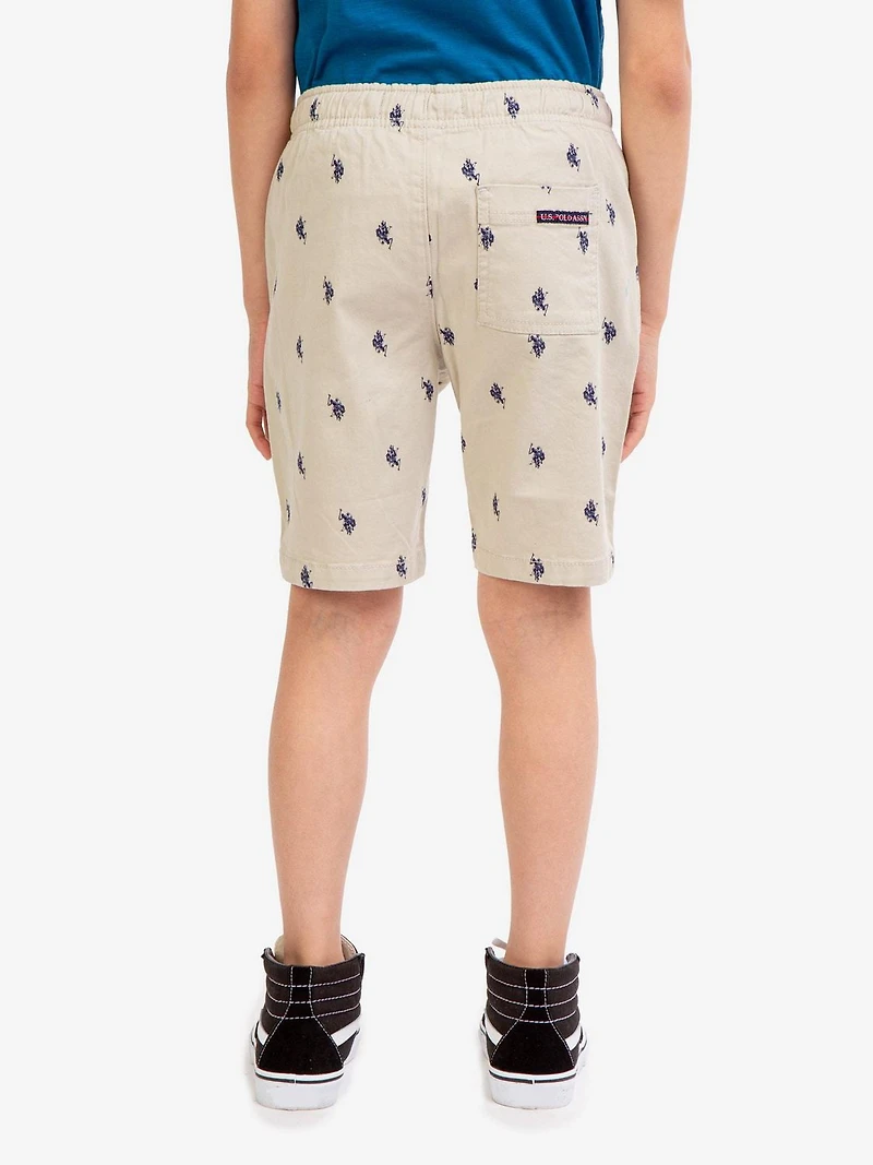 U.S. Polo Assn. Boy's Twill Print Pull on Short