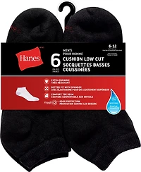 Hanes Chaussettes basses P6 Cushion Protection contre les odeurs pour hommes Taille 6-12