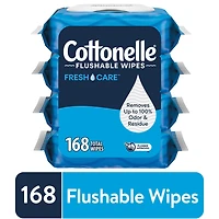 Cottonelle Flushable Wet Wipes - 4 Flip-Top Packs, 42 Flushable Wipes per pack, 168 Total Flushable Wipes, 4 Flip Top Pk, 168 Wipes