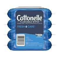 Cottonelle Flushable Wet Wipes - 4 Flip-Top Packs, 42 Flushable Wipes per pack, 168 Total Flushable Wipes, 4 Flip Top Pk, 168 Wipes