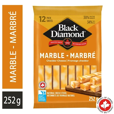 Black Diamond Bâtonnets de fromage Cheddar marbré, 12 unités 252 g