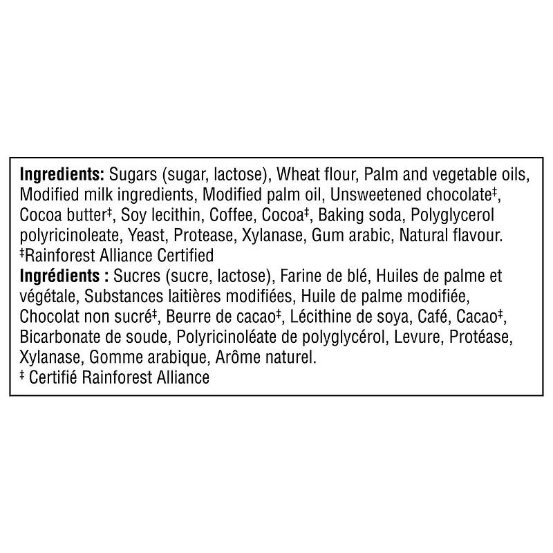 Gaufrette format Méga, café infusé à froid, couches de crème au café et gaufrettes croustillantes, enrobage chocolaté léger, cacao durable, préparée au Canada 70 g 70 g