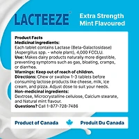 Lacteeze Extra-Fort Enzyme de lactase 100 comprimés