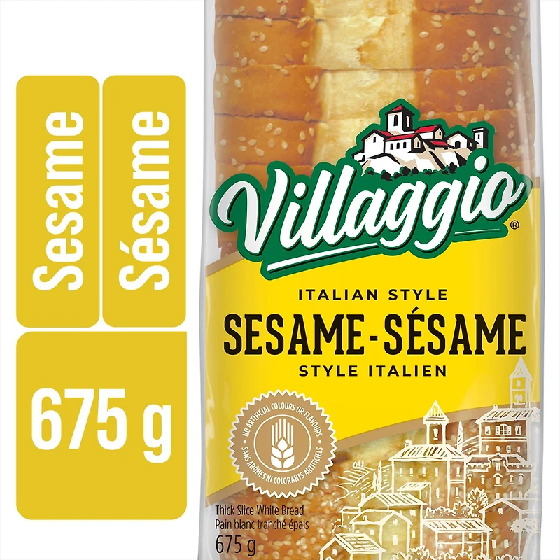 Pain blanc tranché épais au sésame de style italien Villaggio® 675g