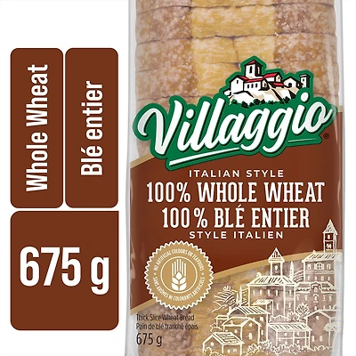 Villaggio®  Italian Style 100% Whole Wheat Thick Sliced Bread, 675 g