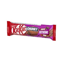 Chunky Choco Extrême, gaufrettes croustillantes, garniture chocolatée et morceaux croquants recouverts d’un enrobage chocolaté, cacao issu à 100 % de sources durables