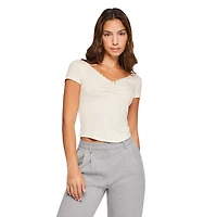 No Boundaries Women's Baby V-Neckline Tee