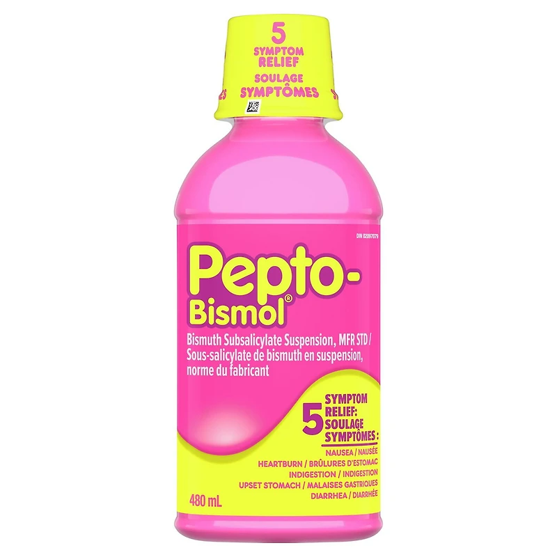 Pepto Bismol liquide pour soulager la nausée, les brûlures d’estomac, l’indigestion, les malaises gastriques et la diarrhée, saveur originale 480 ml