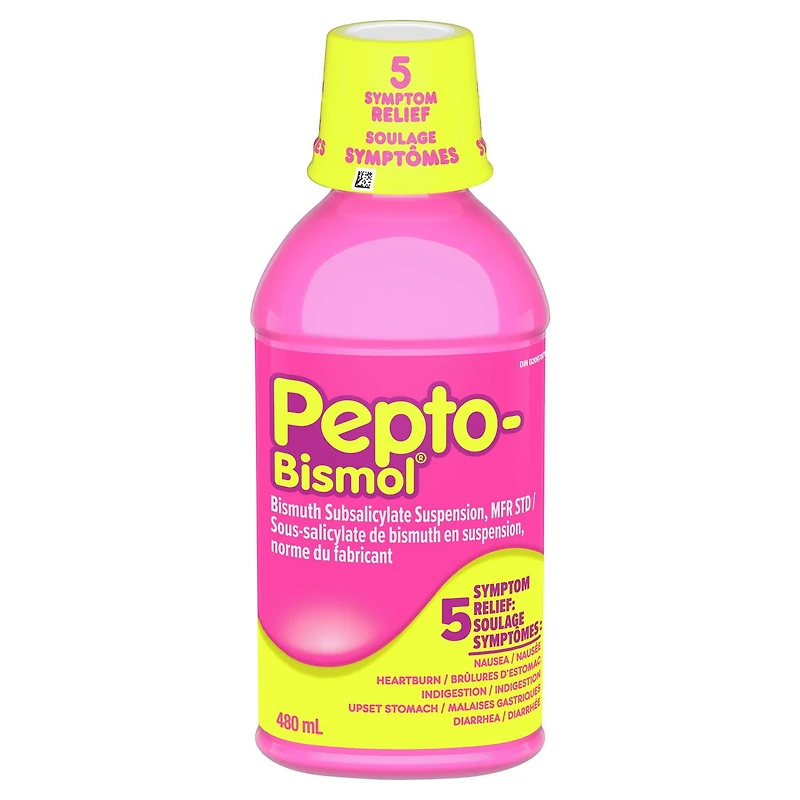 Pepto Bismol liquide pour soulager la nausée, les brûlures d’estomac, l’indigestion, les malaises gastriques et la diarrhée, saveur originale 480 ml