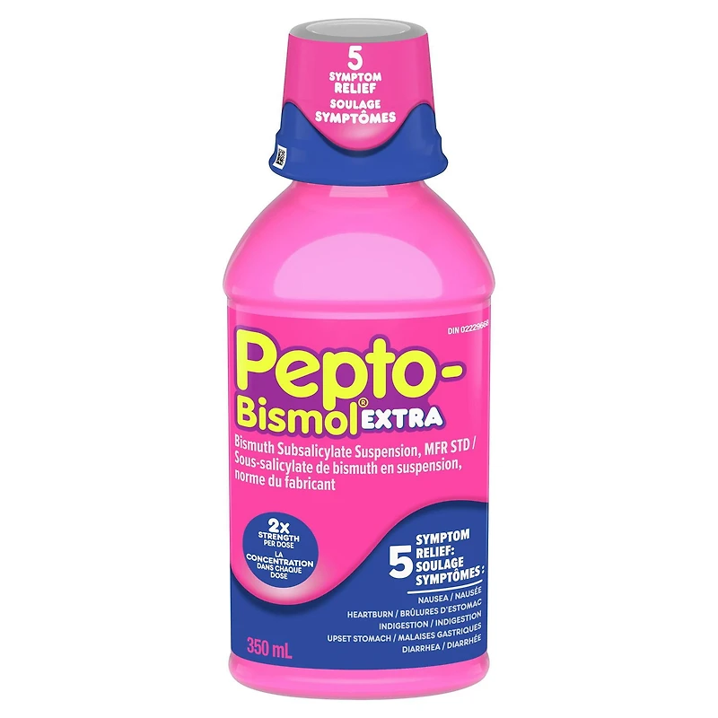 Pepto Bismol Liquid Extra Strength for Nausea, Heartburn, Indigestion, Upset Stomach, and Diarrhea Relief, Original Flavour, 350mL