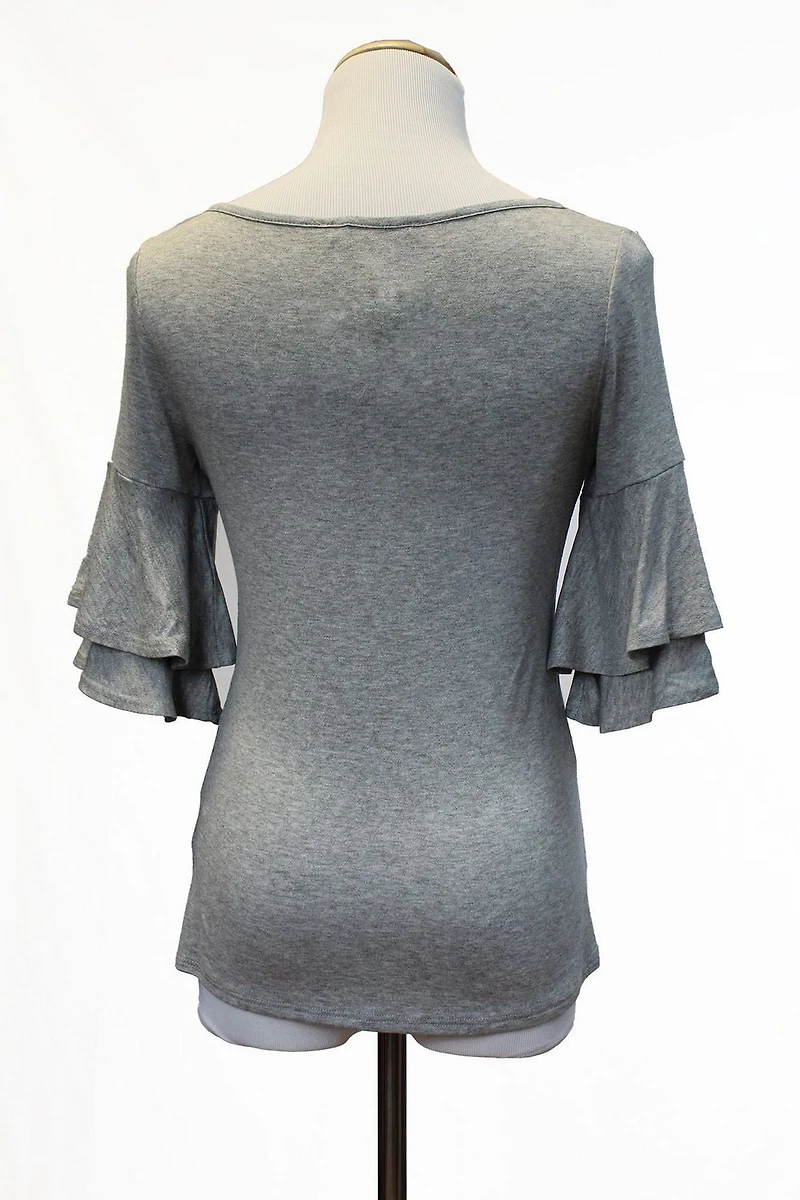 Style Therapy Scoop Neck Double Bell Sleeve Top