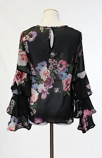 Style Therapy 3 Tiered Blouse W Keyhole Back