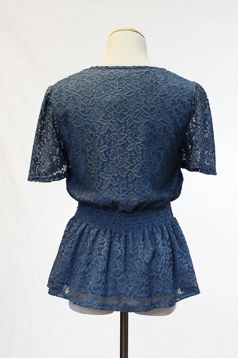 Style Therapy Flutter Sleeve Smocked Waist Top
