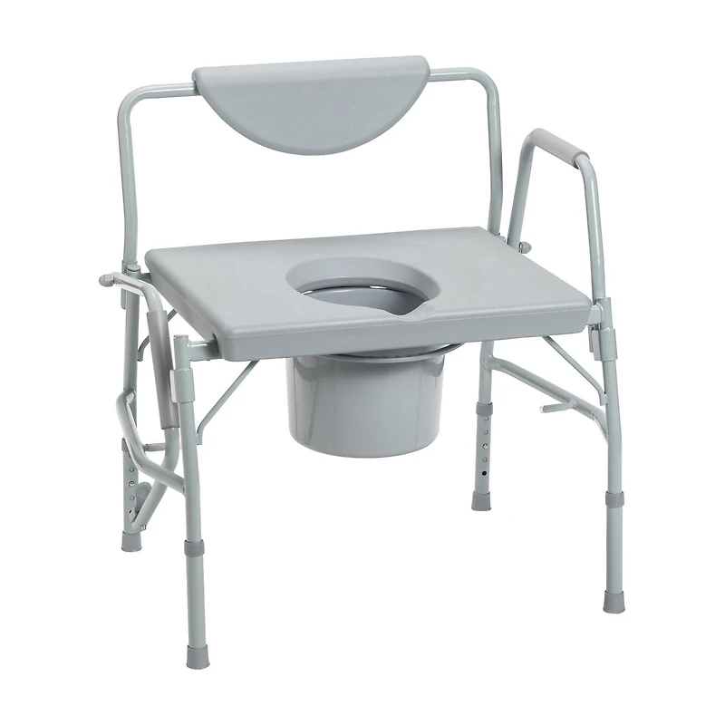 Drive Medical Gray Bariatric Drop Arm Bedside Commode Chair