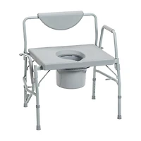 Drive Medical Gray Bariatric Drop Arm Bedside Commode Chair